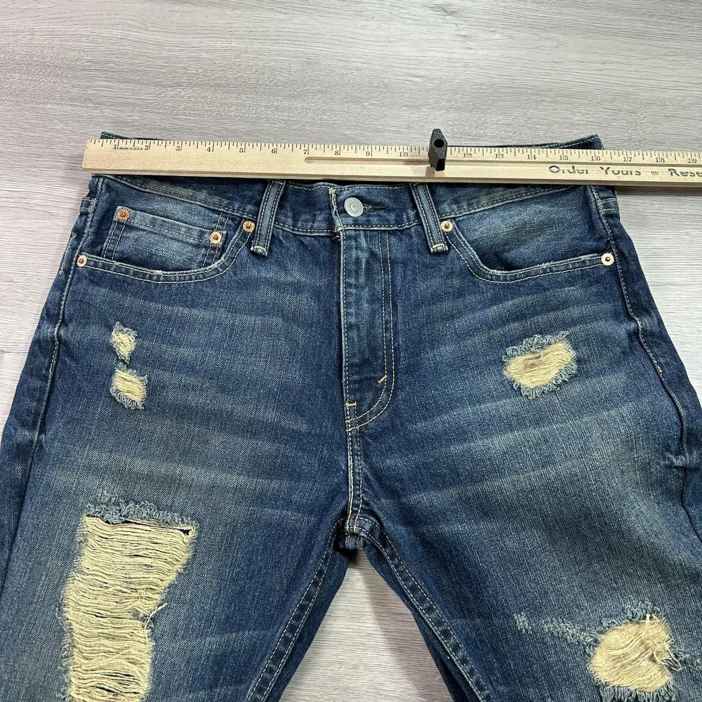 Levis 511 Jeans Mens 33x26 Blue Distressed Slim Fit‎ Denim Ripped Stretch Pants